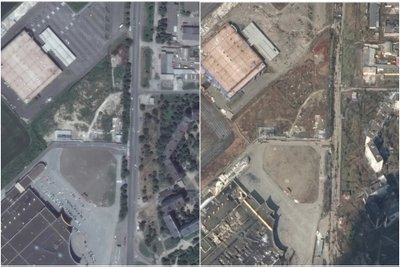 Mariupolio palydovinės nuotr. prieš ir po invazijos 