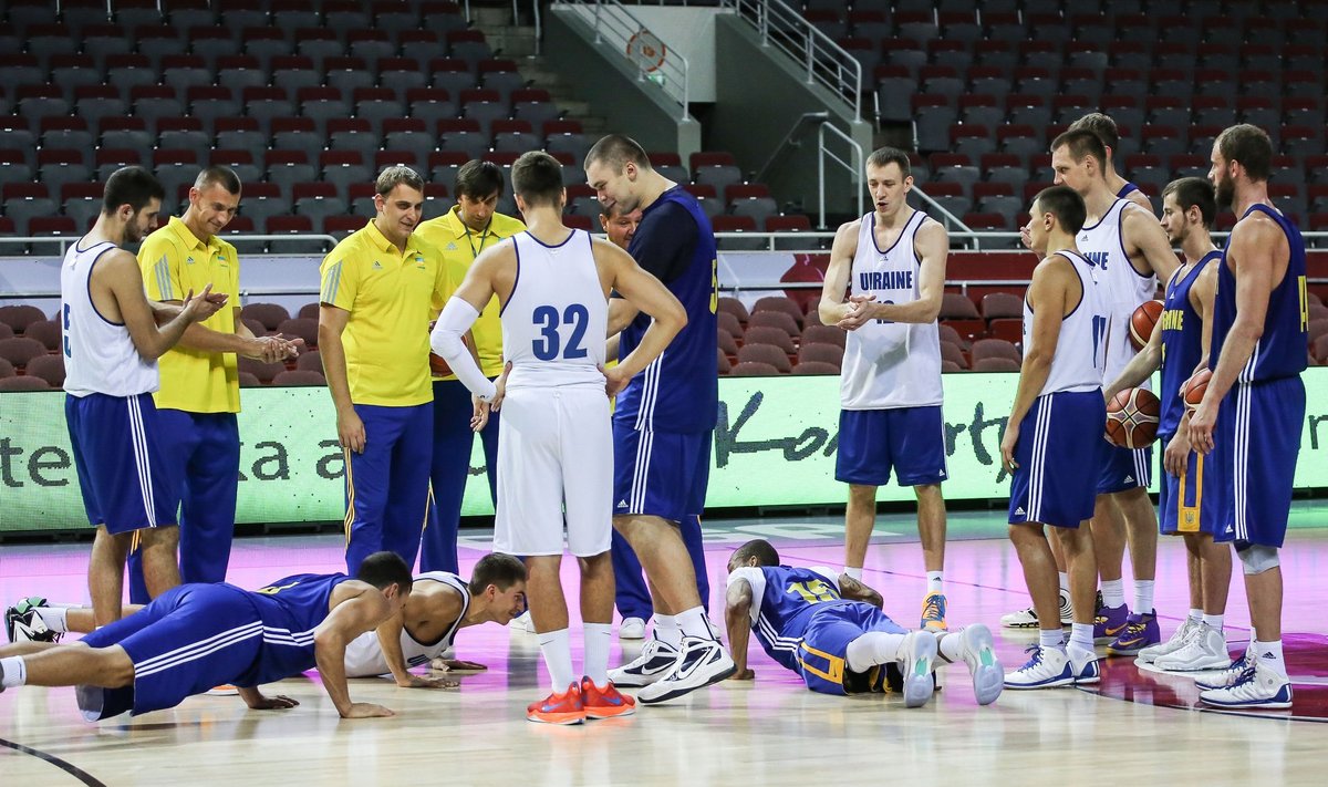 Ukrainos vyrų krepšinio rinktinės treniruotė