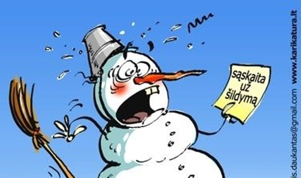 Šildymas, šildymo sezonas, karikatūra