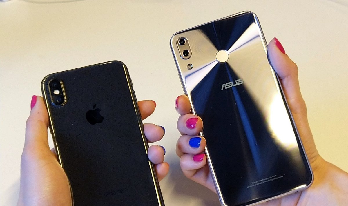 iPhone X ir Asus Zenfone 5