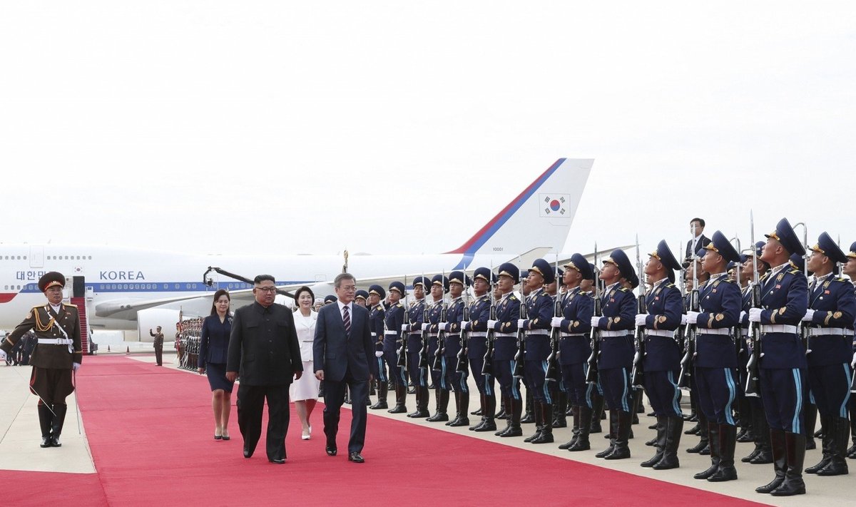 Šiaurės ir Pietų Korėjų lyderiai susitiko Pchenjane