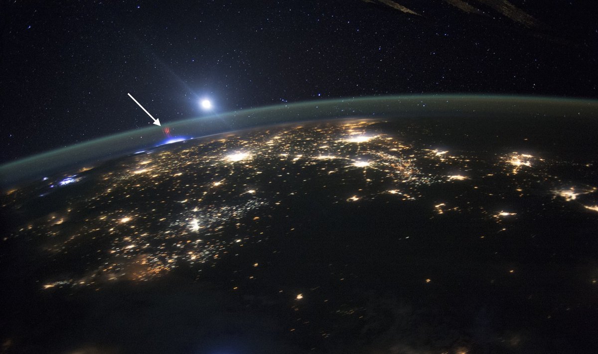 Atmosferiniai žaibai užfiksuoti iš kosmoso. NASA/TKS nuotr.