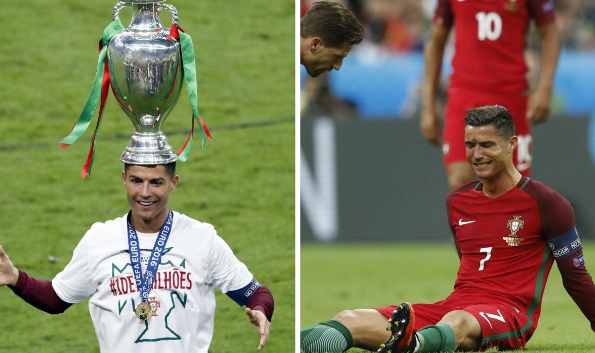 Cristiano Ronaldo emocijos Euro 2016 finale (AP-Scanpix, AFP-Scanpix nuotr.)