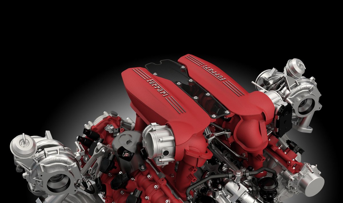 "Ferrari 488 GTB" 3.9 litro V8 variklis