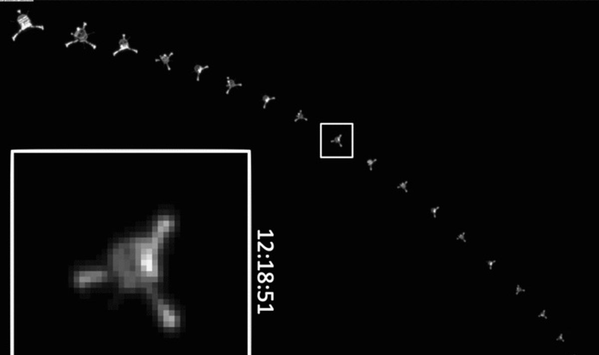 Modulio "Philae" atsiskyrimo nuo "Rosetta" nuotraukų seka