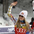 Kalnų slidinėjimo pasaulio taurės antrąsias greitojo nusileidimo varžybas vėl laimėjo L.Vonn