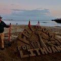 Sand sculpture commemorating January 13 made by artist in California