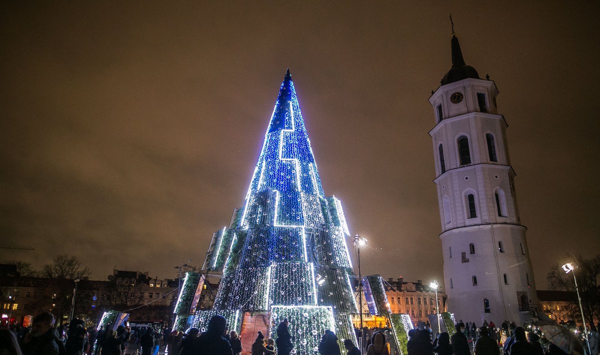 Kalėdų eglutės įžiebimas Vilniaus Katedros aikštėje