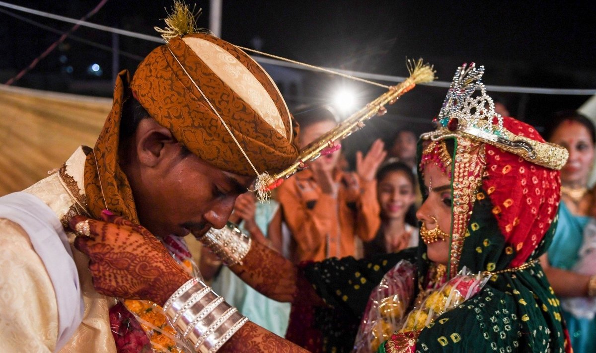 Pakistano hinduistų vestuvių ceremonija Karačyje