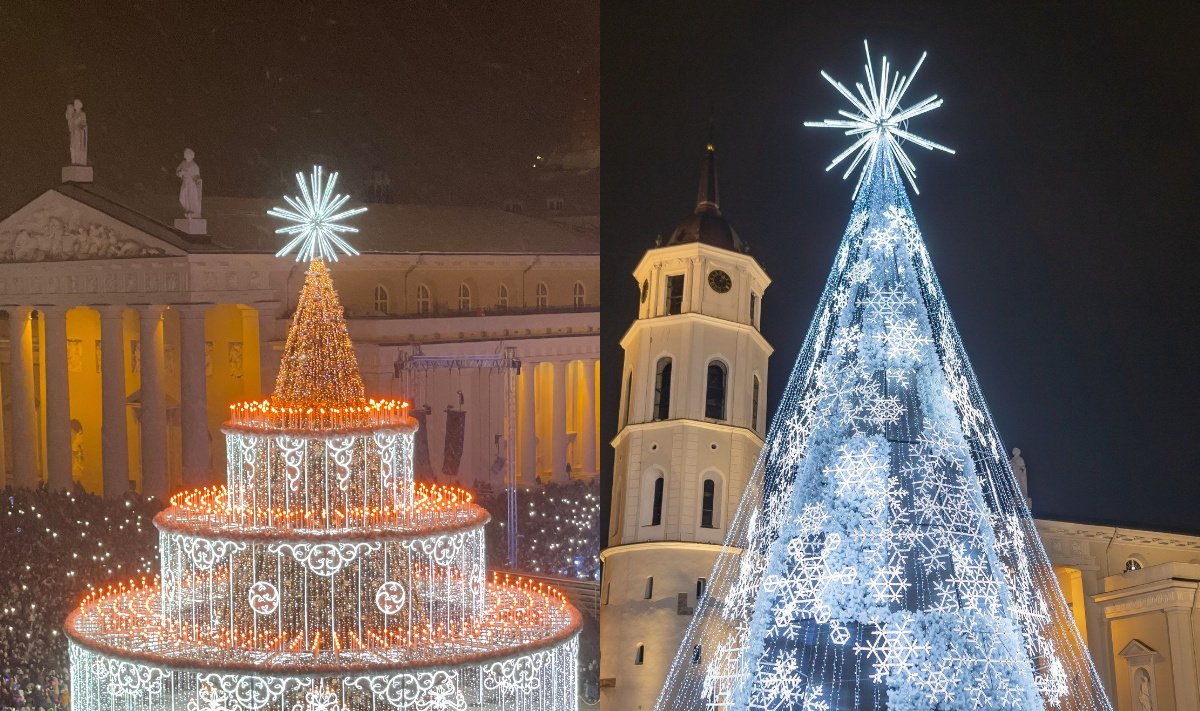 Vilniaus kalėdinė eglė 2022 m. ir 2021 m.