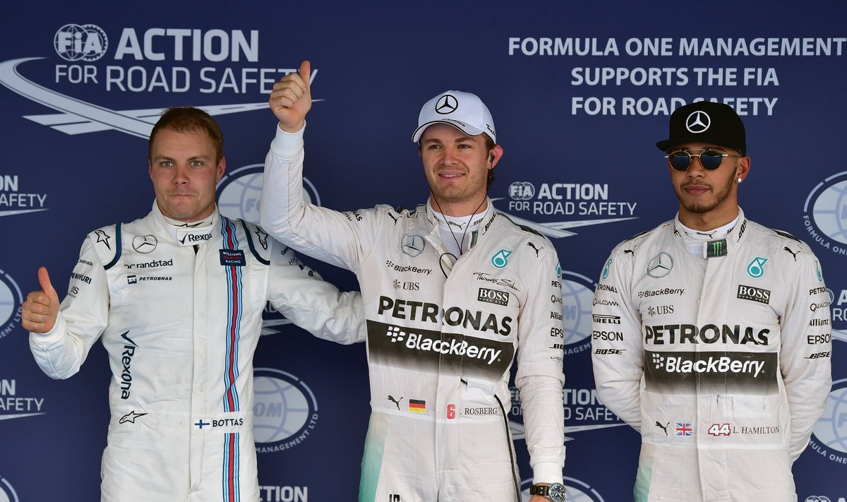Valtteri Bottas, Nico Rosbergas ir Lewisas Hamiltonas