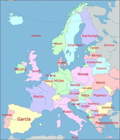 Populiauriausios pavardės Europoje