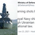 Britų gynybos ministerija visai kitaip paaiškino įvykius Juodojoje jūroje: jokių perspėjamųjų šūvių nebuvo