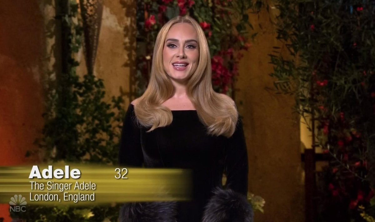 Adele, kadras iš NBC laidos "Saturday Night Live"