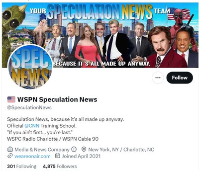 „Twitter“ paskyros „WSPN Speculation News“ informacija