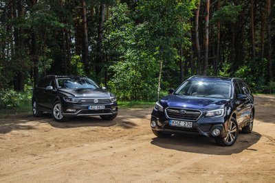 Palygino: "Subaru Outback" prieš "Volkswagen Passat". Aivaro Grigelevičiaus nuotr.