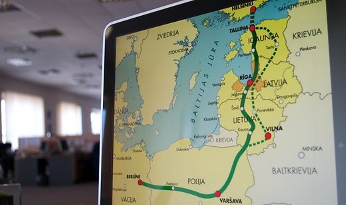 Rail Baltica map in the Latvian