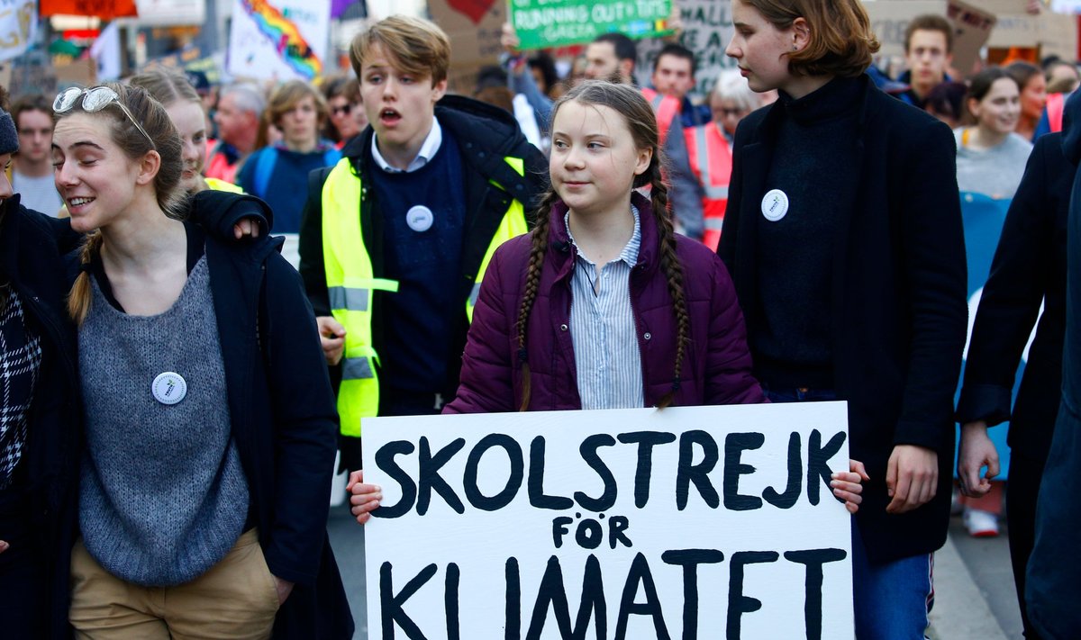 Greta Thunberg klimato kaitos protestuose