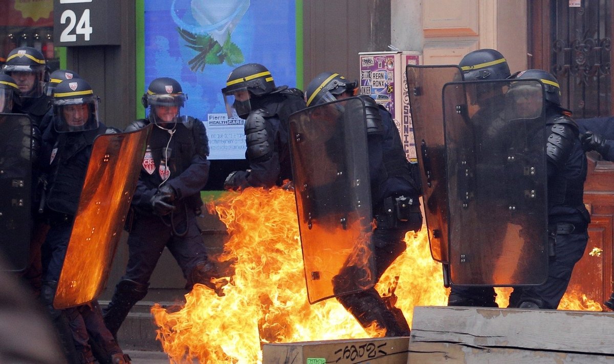Prancūzijos darbo reformų priešininkų demonstracija
