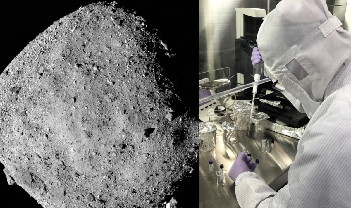 Ryugu asteroido mėginiuose aptiktos organinės molekulės. JAXA/NASA/ESA nuotr.