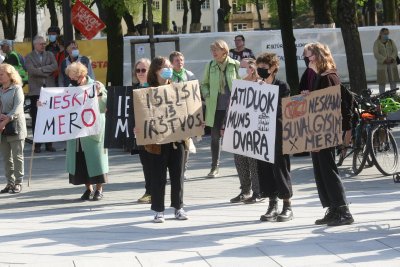 Kaune vyko bendruomenių protesto akcija prieš merą V. Matijošaitį