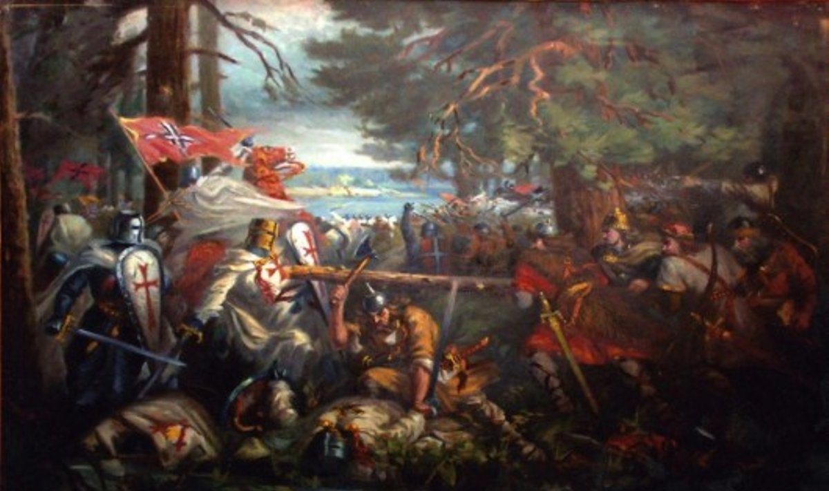 The Battle of Durbė. Painting by Vincas Norkus