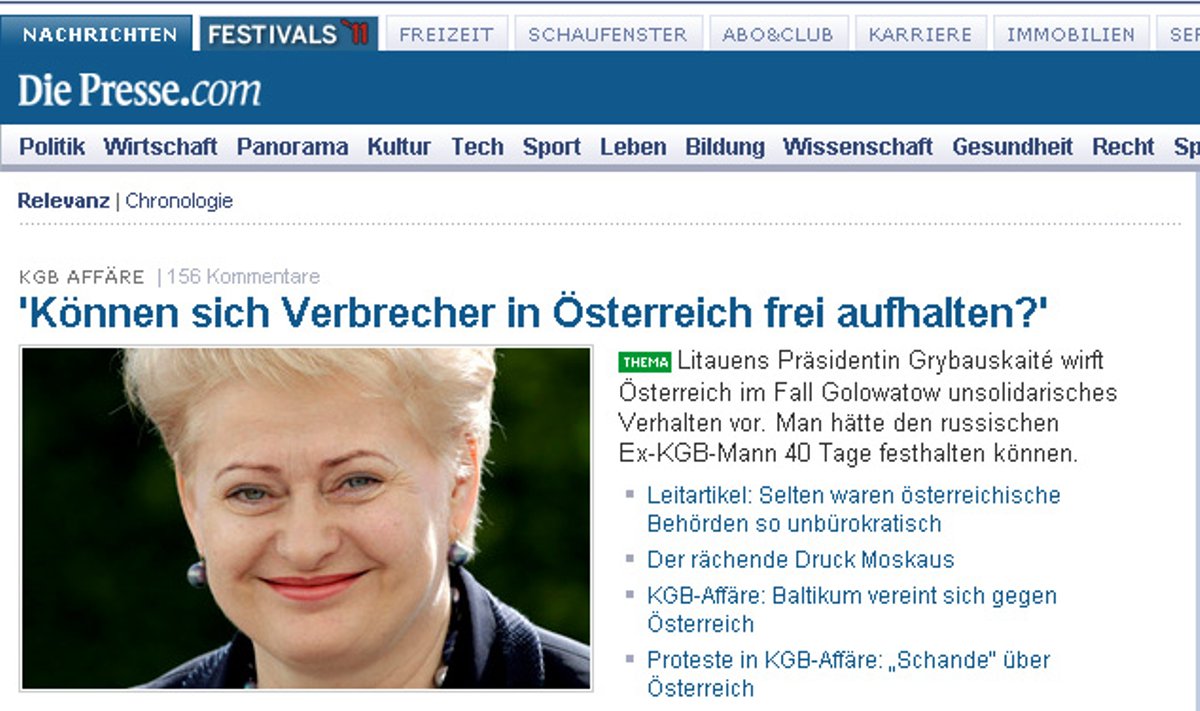 Straipsnis Austrijos dienraščio "Die Presse" tinklalapyje