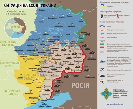 situacija Ukrainoje lapkričio 1 d., Ukrainos nacionalinio saugumo ir gynybos komiteto info.