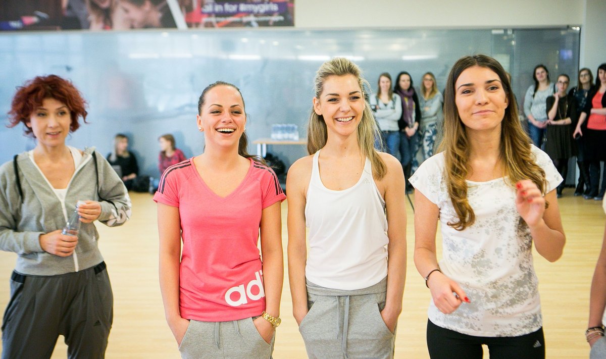 "Žalgirio" šokėjų ir žinomų Lietuvos moterų "Adidas" šokių treniruotė