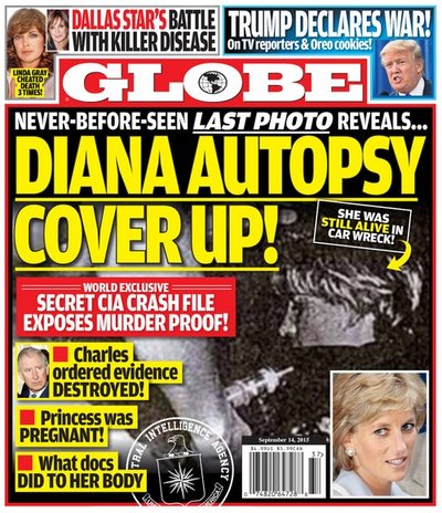 "Globe" žurnalo viršelis su paskutine gyvos princesės Dianos nuotrauka