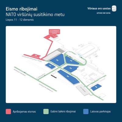 Eismo schema aplink Vilniaus oro uostą per NATO viršūnių susitikimą