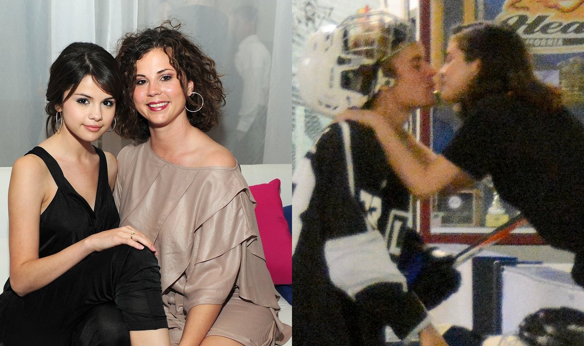 Selena Gomez su mama ir Justin Bieber