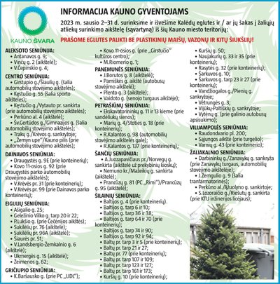 Eglučių surinkimo vietos Kaune Kauno RATC nuotr.