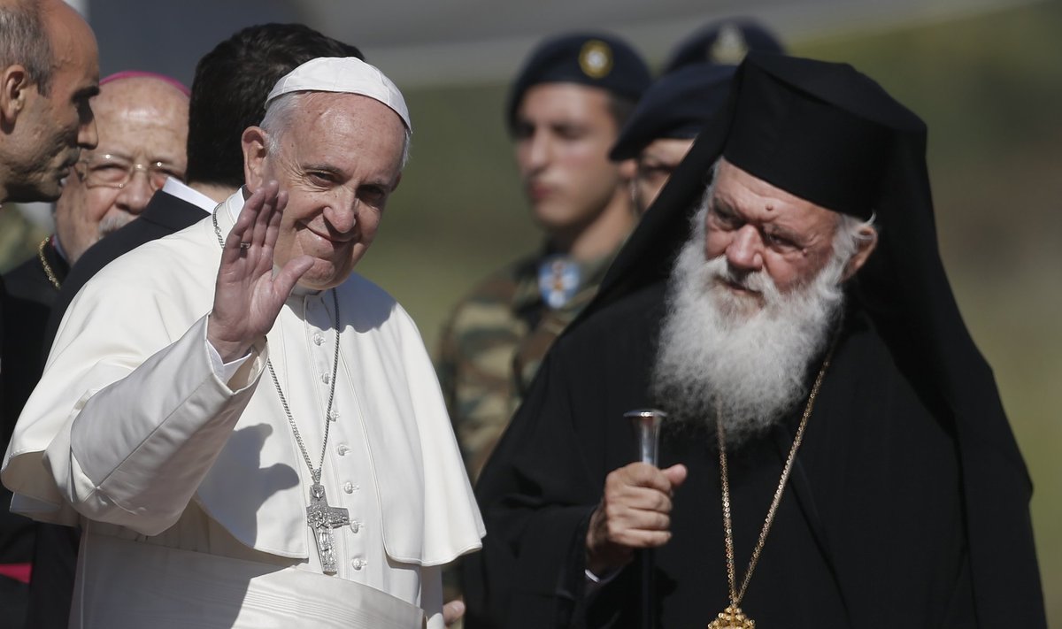Popiežius Pranciškus ir Graikijos arkivyskupas Jeronimas