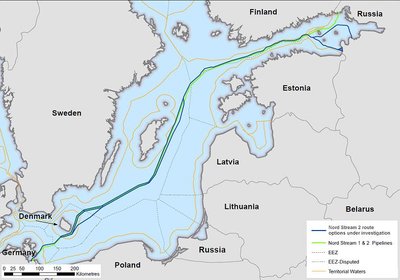 Potential Nord Stream 2 route 