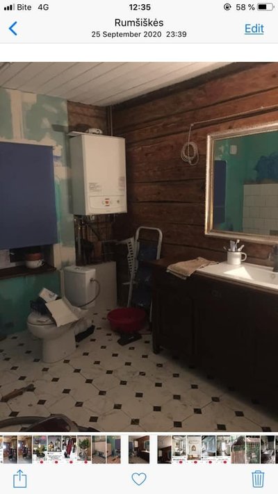 Linos ir jos šeimos įrengtas vonios kambarys
