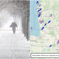 Ночью в Литве зафиксировано редкое явление – гроза и снег: молния и опасные порывы ветра