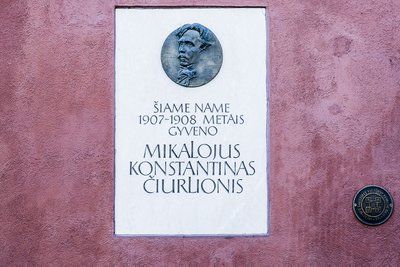 Plaque remembering Čiurlionis outside the house he lived in during the winter of 1907 in Vilnius   © Ludo Segers @ The Lithuania Tribune