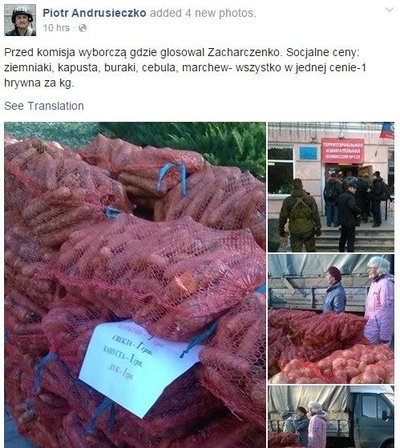 Prie "rinkimų" apylinkių Rytų Ukrainoje galima rasti ir stebėtinai pigiai pardavinęjamas daržoves (P. Andrusieczko nuotr.)