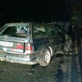 Naktinis pasivažinėjimas po Vilnių: „VW Passat“ trenkėsi į medį ir apsivožė