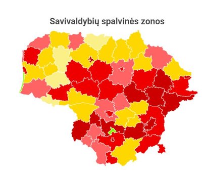 Lietuvoje nebeliko nė vienos juodos COVID-19 savivaldybės. 