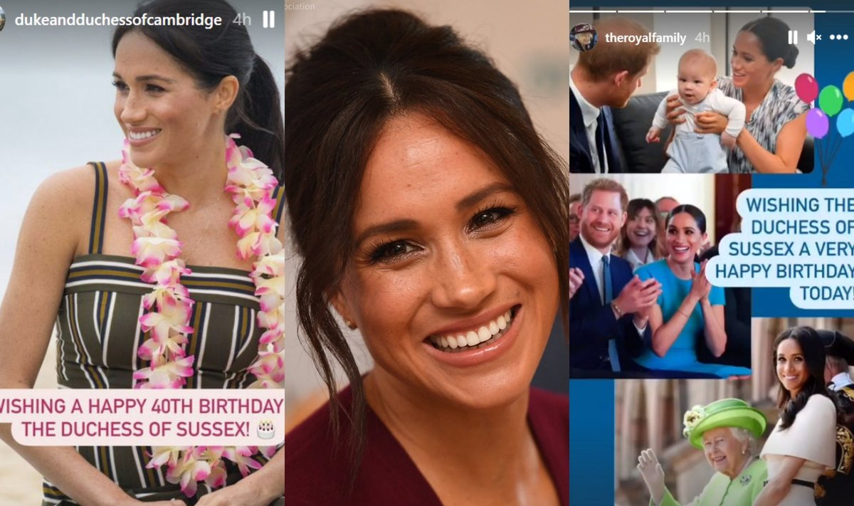 Karališkoji šeima pasveikino Meghan Markle 40-ojo gimtadienio proga / Foto: Instagram, Twitter