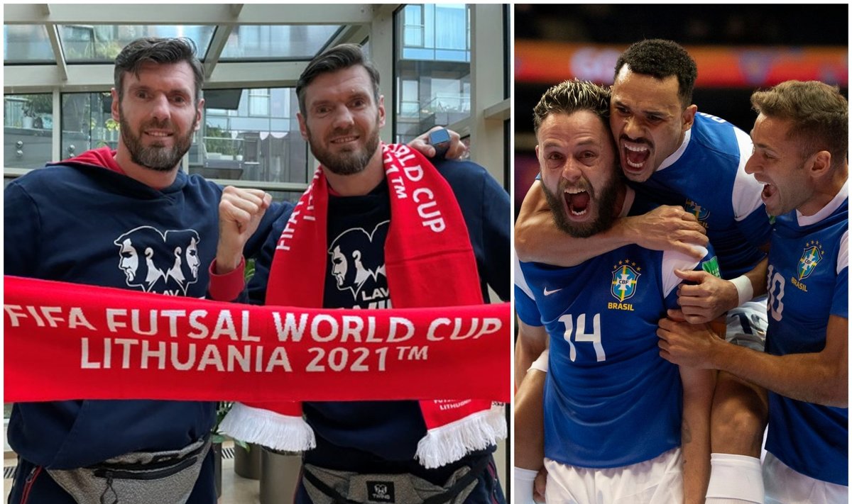 Broliai Lavrinovičiai pasaulio salės futbolo čempionate palaiko brazilus