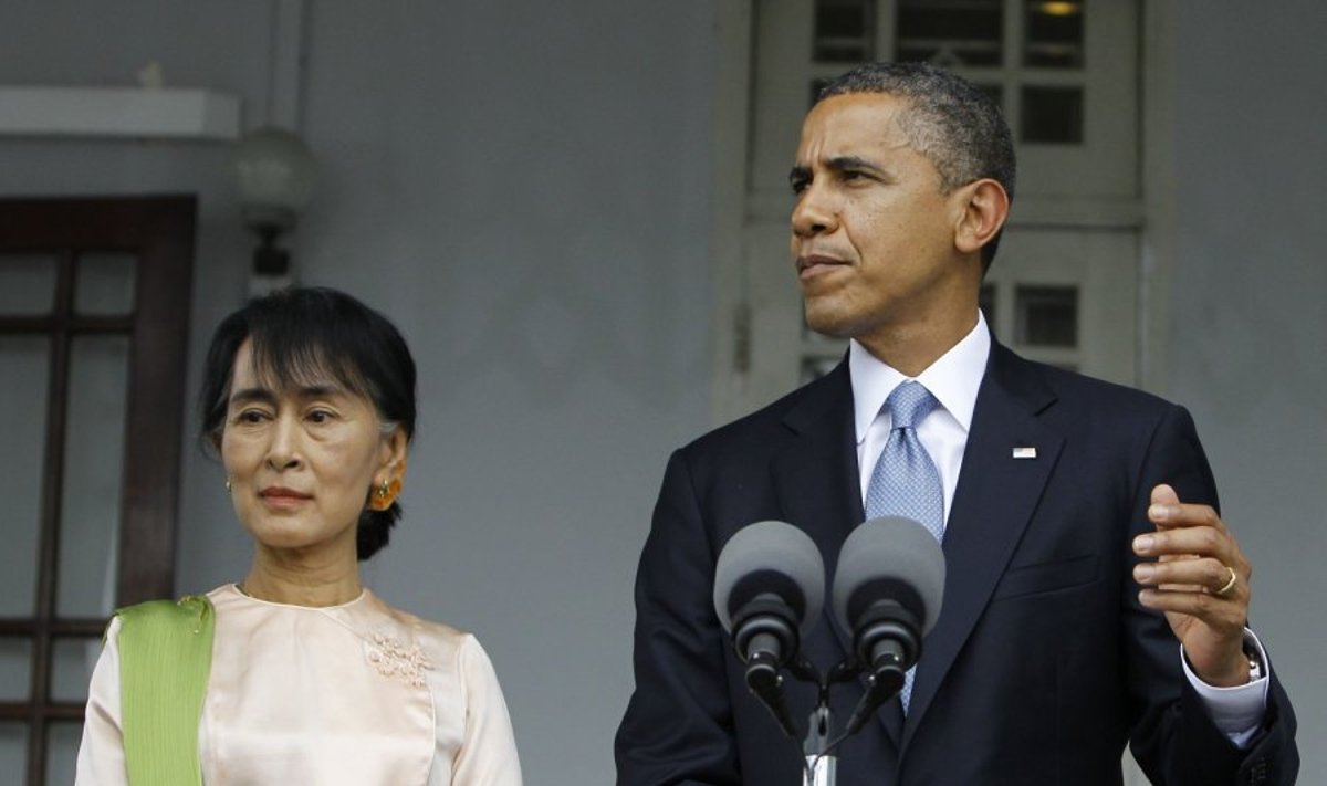 Aung San Suu Kyi (Aung San Su Či) ir Barackas Obama
