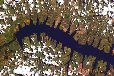 Brazilijoje, Perereira Barreto, pastačius hidroelektrinę buvo apsemta daug dirbamos žemės (Ch. Hadfieldo/NASA nuotr.)