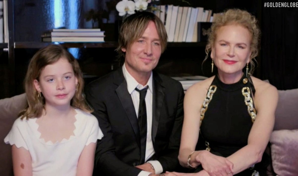 Nicole Kidman su vyru ir dukrele