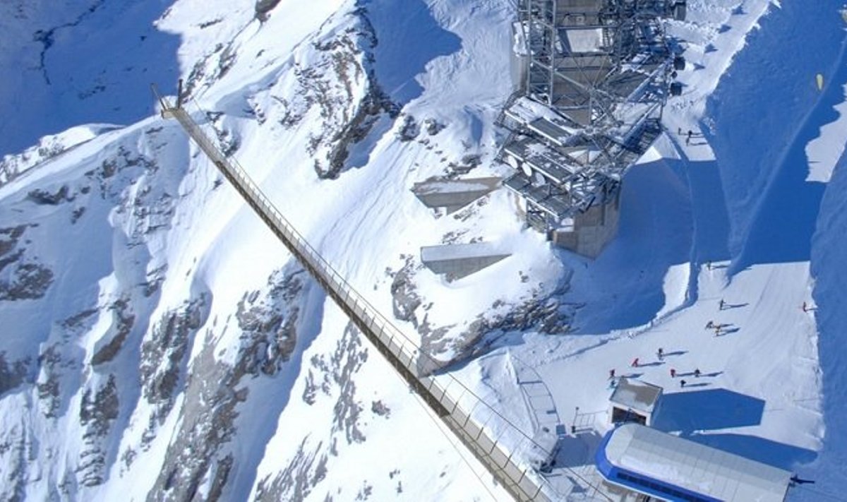 Pėsčiųjų tiltas Šveicarijos Alpėse
