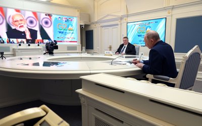 Vladimiras Putinas virtualiame Didžiojo dvidešimtuko viršūnių susitikime