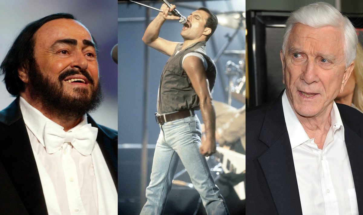 Luciano Pavarotti, Freddie Mercury, Leslie Nielsen