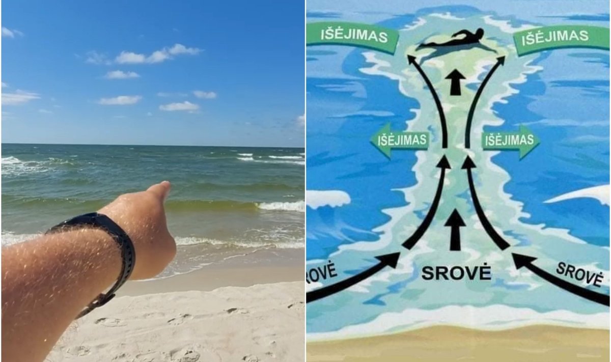 Andrejaus Ispodnikovo vaizdo įrašo stopkadras ir  „Klaipėdos paplūdimiai“ iliustracija